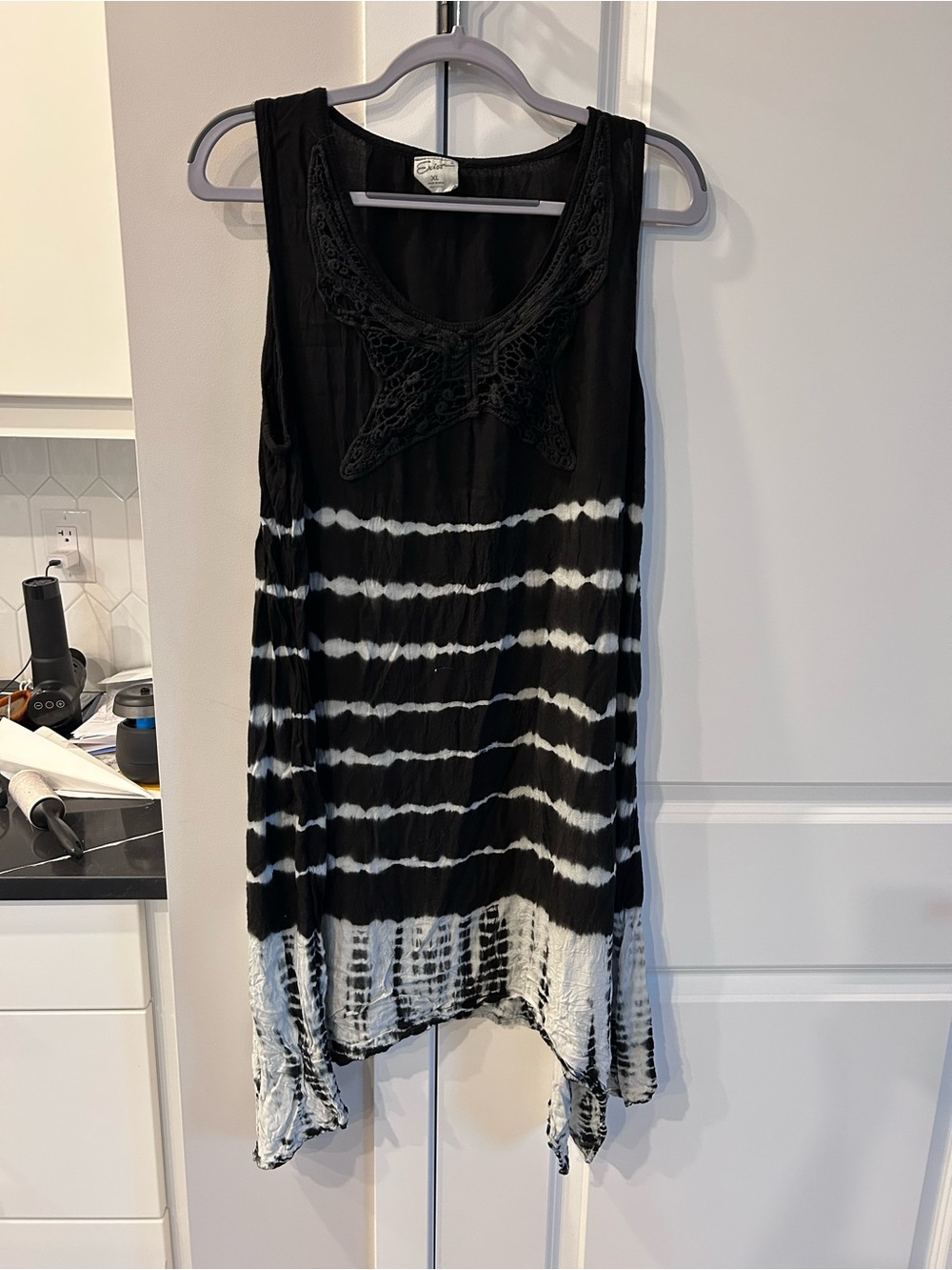 Exist Tie-Dye Black White Sleeveless Midi Dress Casual Beach Resort Everyday